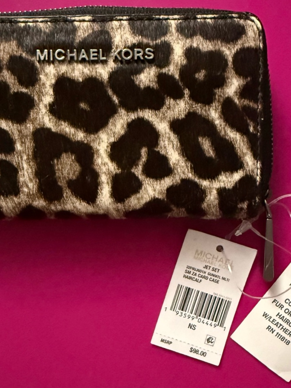 Michael Kors Leopard Print Zip-Around Wallet - Brown & Black